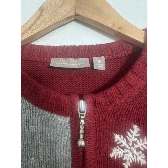 Croft & Barrow Women's Vintage Patchwork Christmas Cardigan Full Zip Size Med - Picture 8 of 11